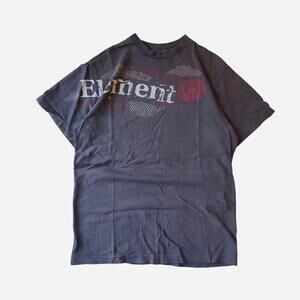 Y2K Element Skateboards brown t-shirt with white 'Element' text and red rose gra